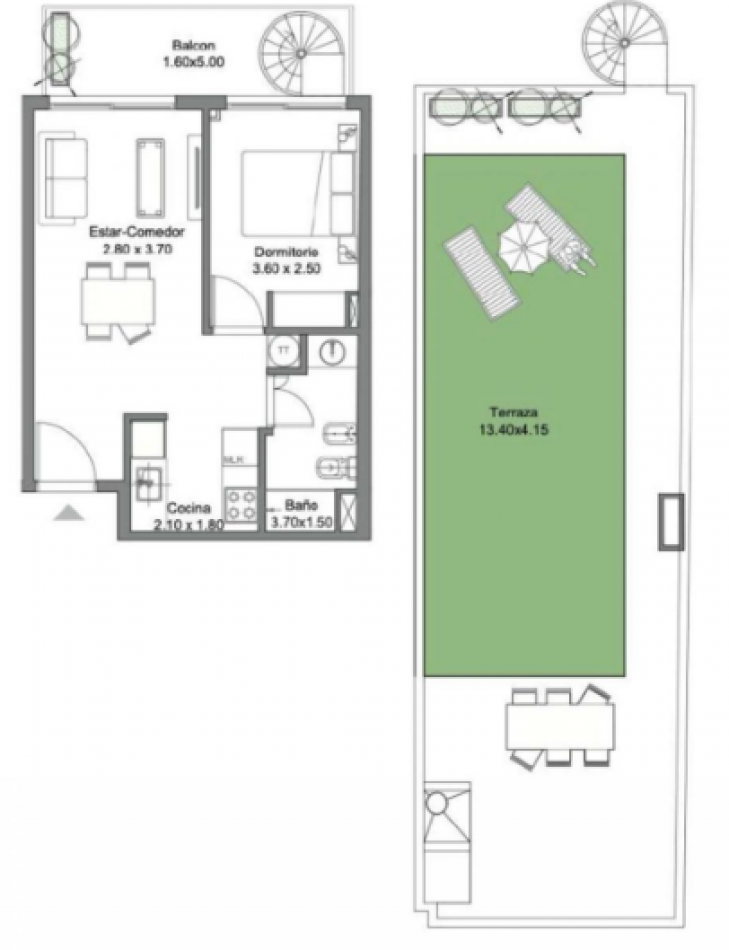 Julian Alvarez - Palermo Venta de Pozo Depto Dos Amb C/ Terraza Propia de 70 m² Palermo Entrega Julio 2028