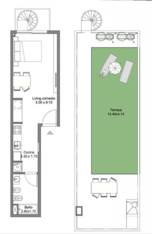 Julian Alvarez - Palermo Venta de Pozo Monoambiente C/ Terraza Propia de 60 m² Palermo Entrega Julio 2028