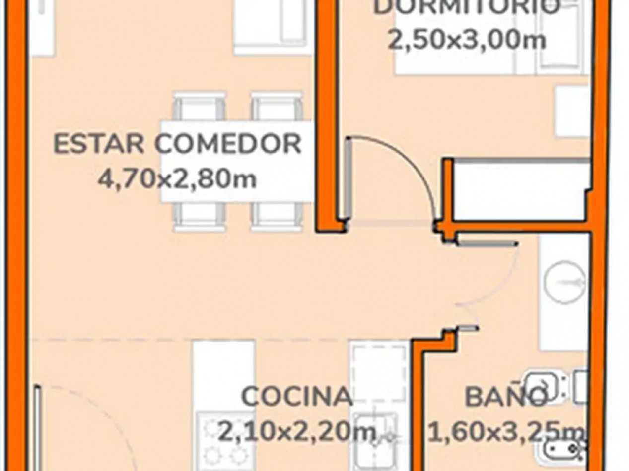 Departamento en Venta 2 ambientes, 32m² Cubierta - Julian Alvarez 1800, Palermo