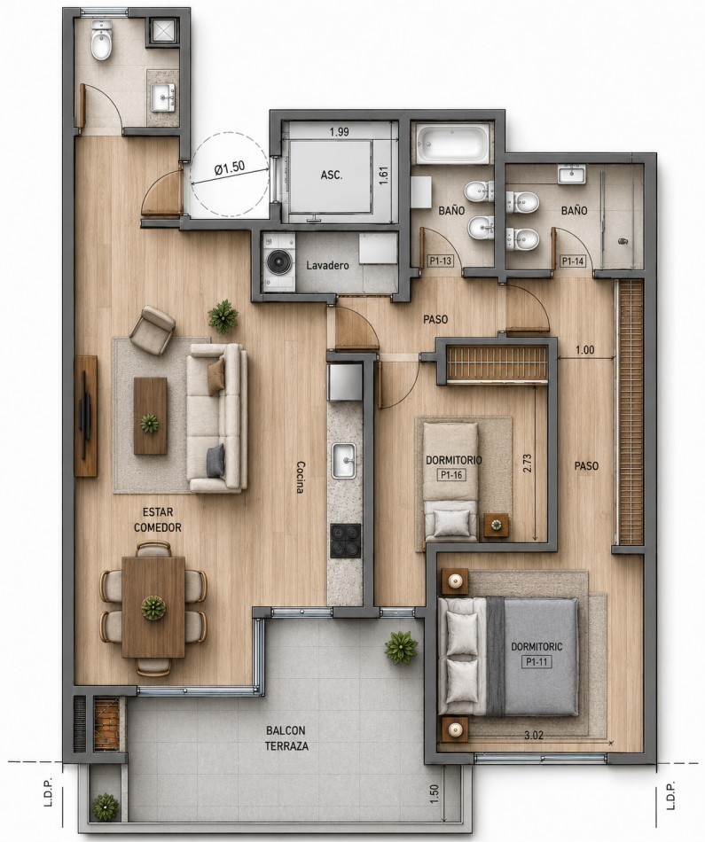 Departamento 2 ambientes en preventa con balcon en Villa Urquiza - Av. Roosevelt 5434 | 42,08 m², piso 5, 30 cuotas