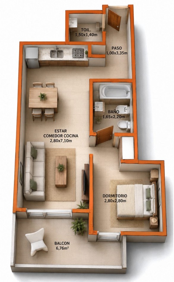 Departamento 2 ambientes en pozo con balcon en Villa Urquiza - Blanco Encalada y Ceretti | 56,61 m², piso 3, 24 cuotas