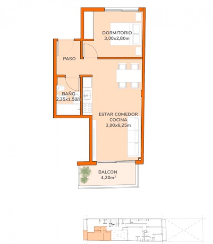 Venta Departamento 2 ambientes con balcon en Palermo Soho - Julian Alvarez al 1822