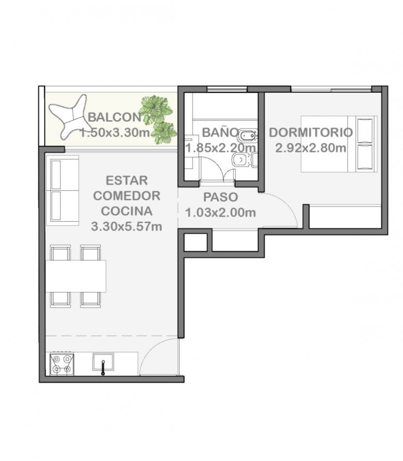 Departamento dos ambientes con balcon en venta en Colegiales en construccion entrega 2026