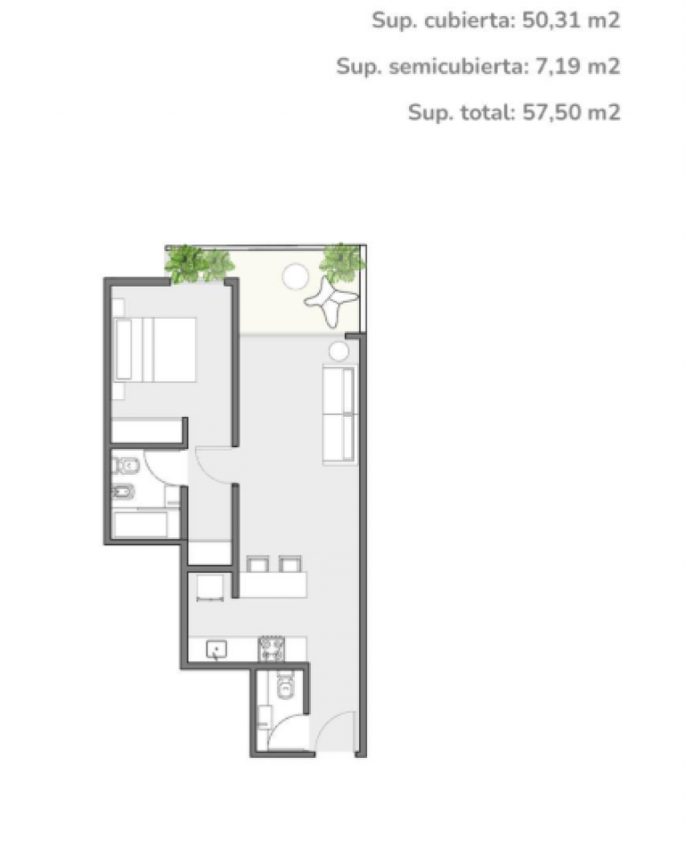 Departamento en venta en Colegiales 2 ambientes con balcon terraza y parrilla, entrega 2027