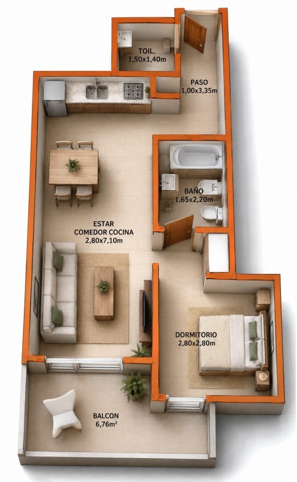 Departamento 2 ambientes en pozo con balcon en Villa Urquiza - Blanco Encalada y Ceretti 