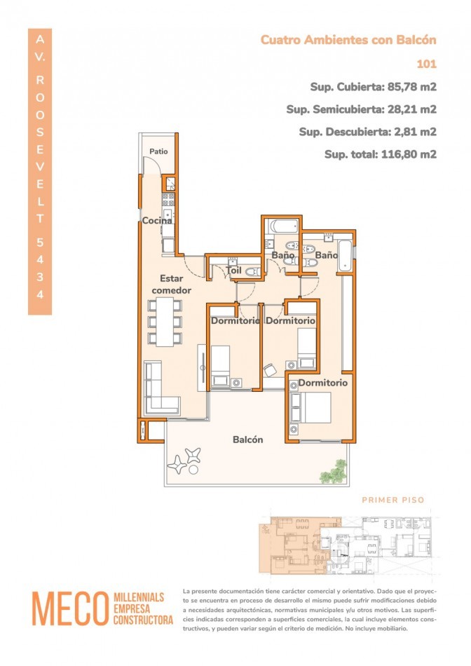 Departamento en venta en Villa Urquiza 4 ambientes en pozo con balcon terraza de 28 m² y parrilla