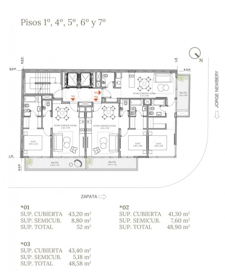 Departamento dos ambientes en venta en Colegiales en construccion entrega 2027
