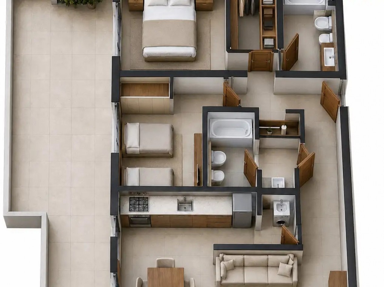 Departamento en venta en Villa Urquiza 3 ambientes en pozo con terraza de 64 m², piso 8