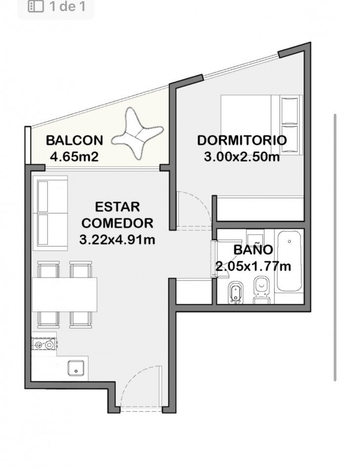 Departamento en venta en Villa Crespo 2 ambientes con balcon terraza a estrenar