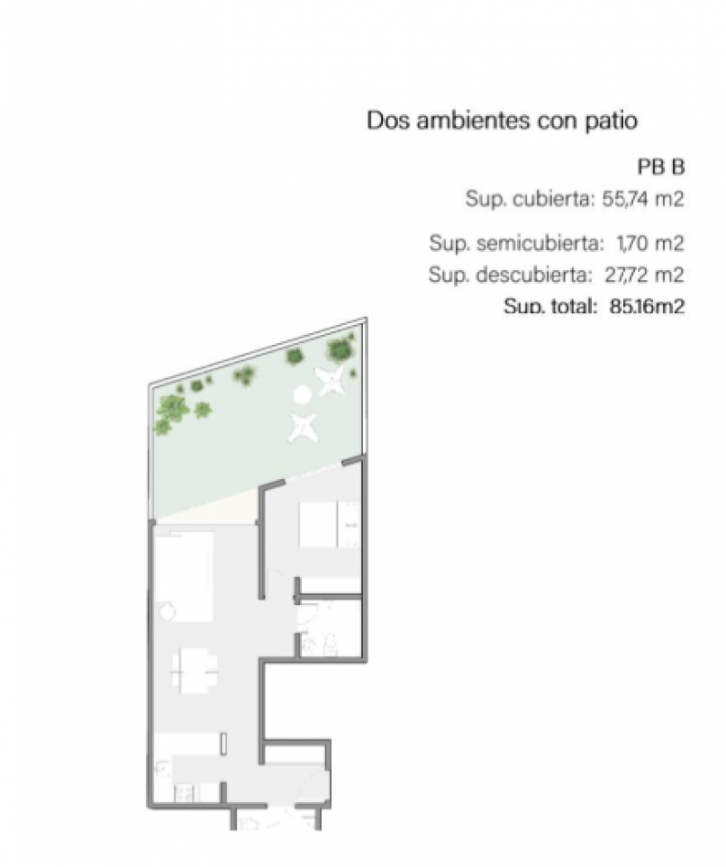 Departamento en venta en Villa Crespo 2 ambientes con jardin propio a estrenar